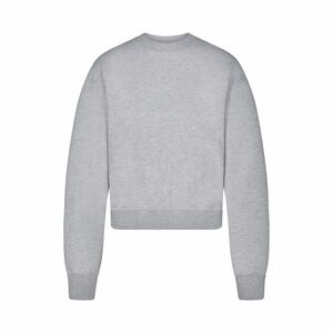 SKIMS Cotton Fleece Classic Crewneck Pullover Sweatshirt Heather Grey XL NWOT